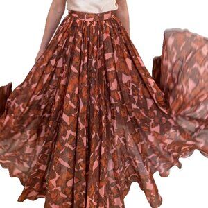 RARE Dramatic Alaia Pink and Orange Silk Skirt XS S M 38 Italy